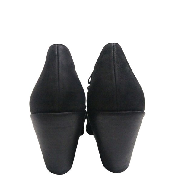 Eileen Fisher Womens Matte Black Leather Chunky Cage Stacked Heel Peep Toe US 9 - Picture 10 of 12